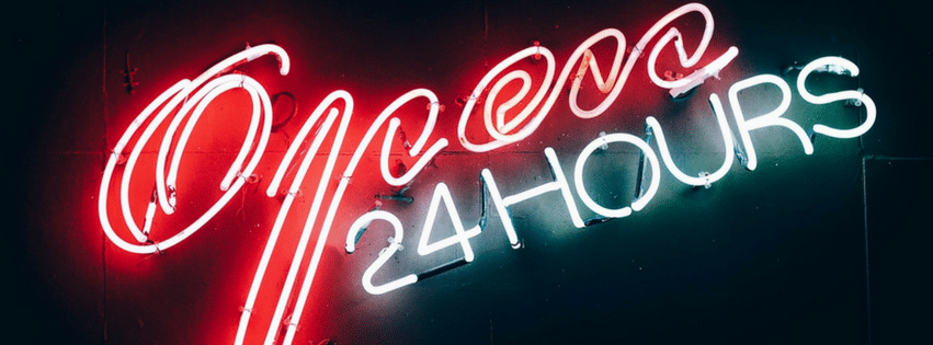 Open 24 hours sign